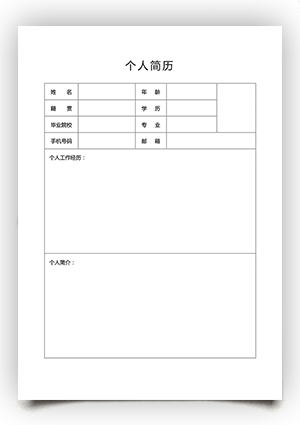 最简单的空白个人简历表格模板bg22