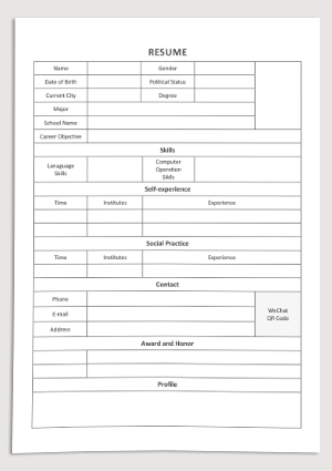 英文简历模板表格空白yw02