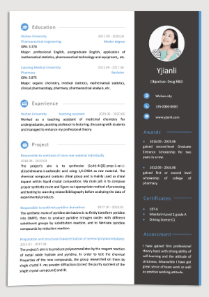 大学生简历模板英文yw04