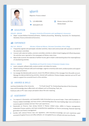 英文个人简历模板电子版下载yw13