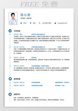 销售手机版免费个人简历模板下载mf21