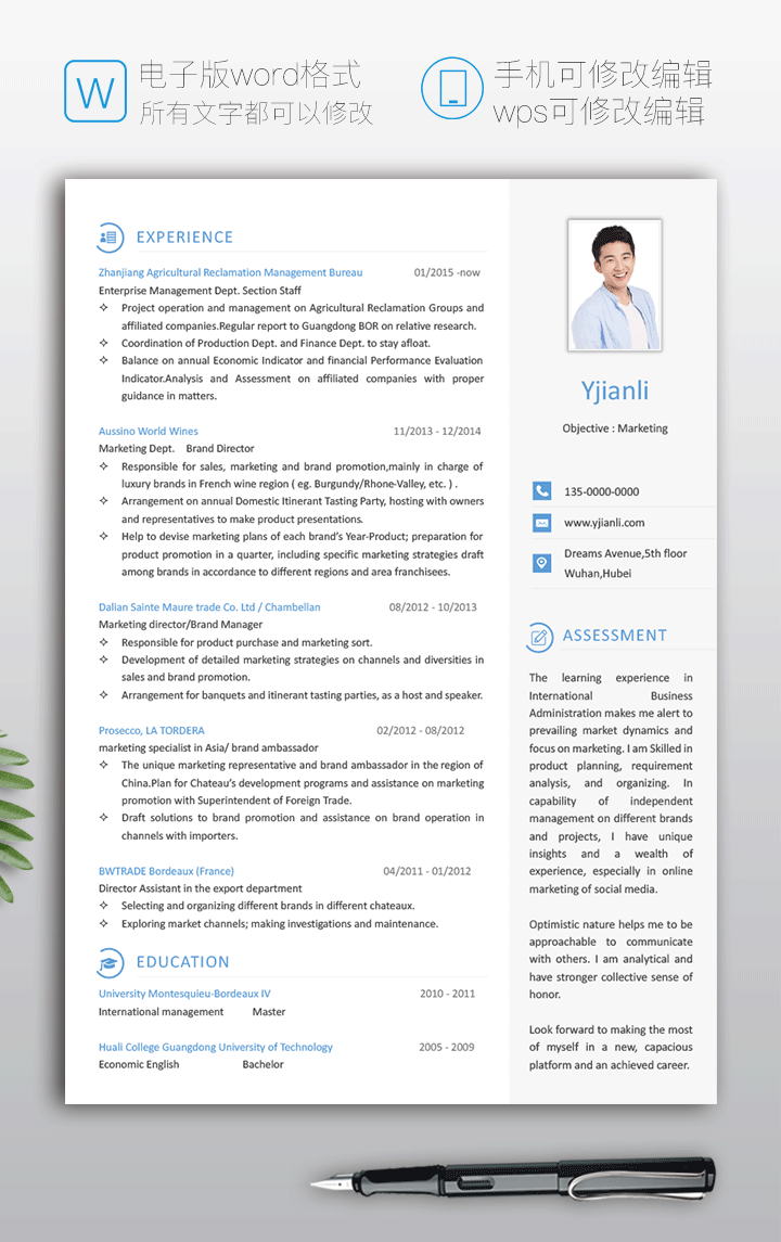 英文简历模板word电子版下载yw23详细大图