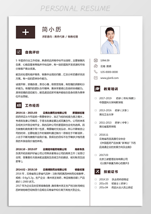医药销售经理个人求职简历模板下载jl253