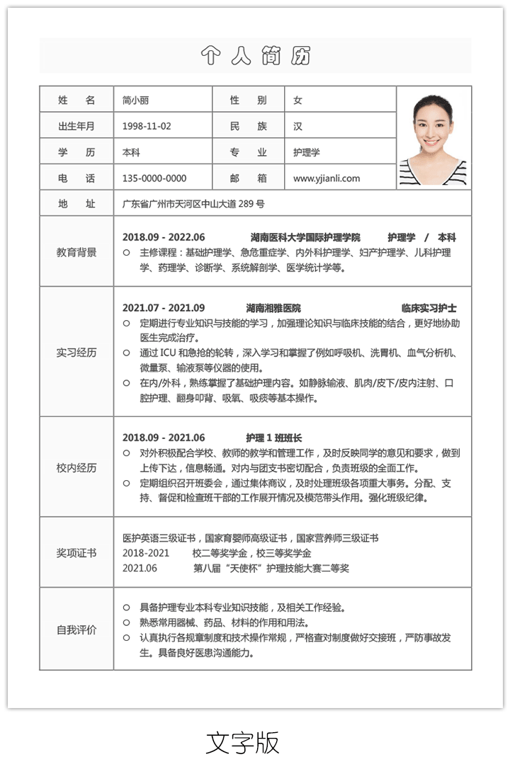 应届毕业生简历表格下载bg29-文字版【图】