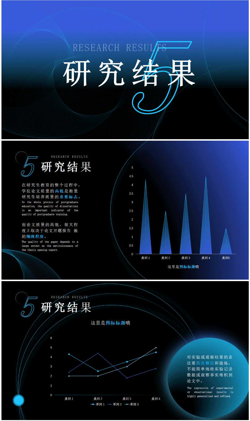 通用蓝黑科技风论文答辩PPT模板下载dbppt01研究结果页【图】