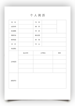 空白工作简历表格模板bg41
