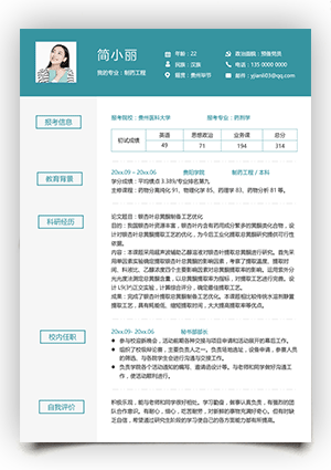 制药工程专业考研复试简历模板ky06